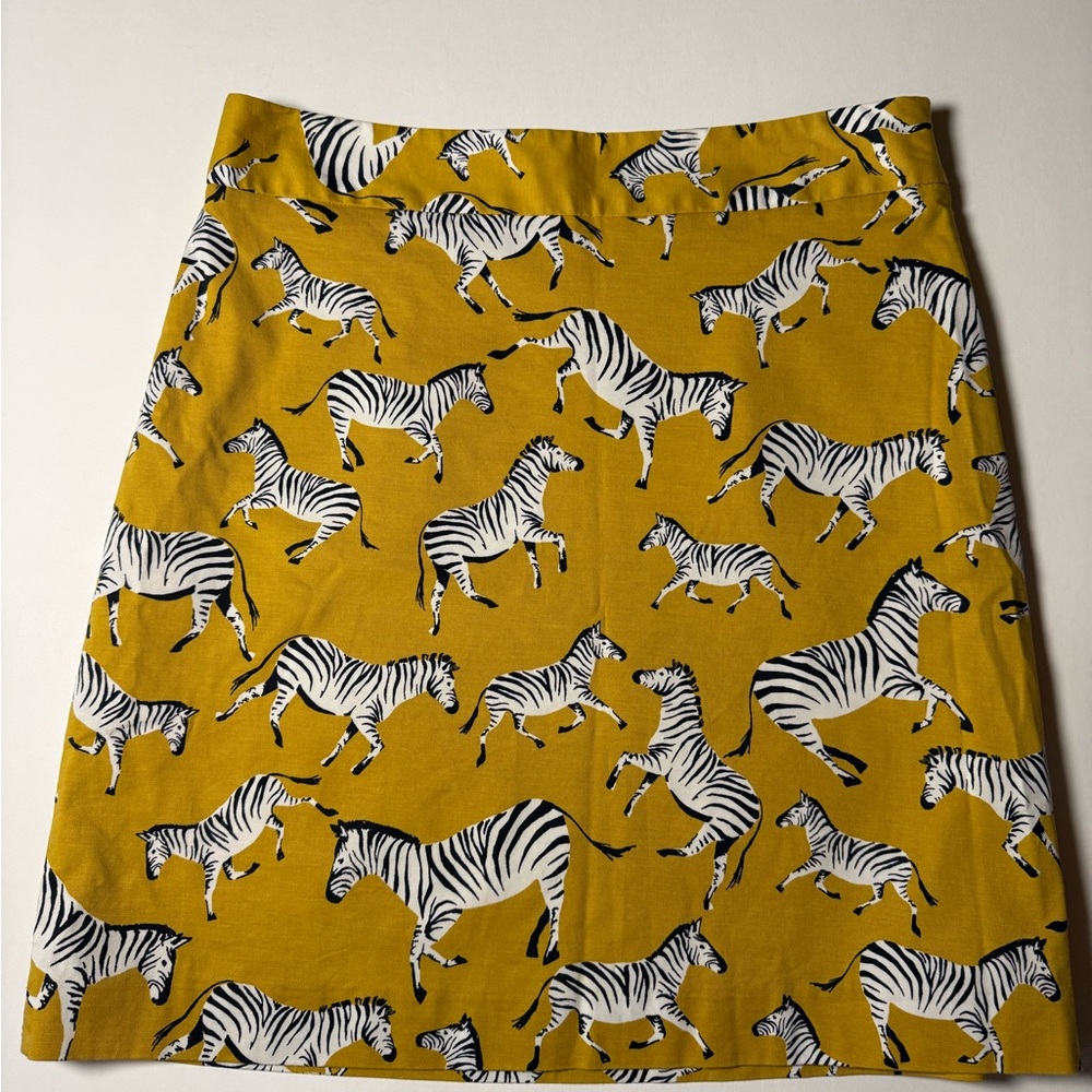Ann Taylor Mustard Yellow Zebra Print A-Line Skirt